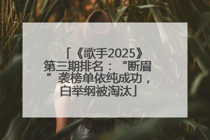 《歌手2025》第三期排名：“断眉”袭榜单依纯成功，白举纲被淘汰