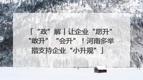“政”解丨让企业“愿升”“敢升”“会升”！河南多举措支持企业“小升规”