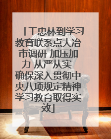 王忠林到学习教育联系点大冶市调研 加压加力 从严从实 确保深入贯彻中央八项规定精神学习教育取得实效