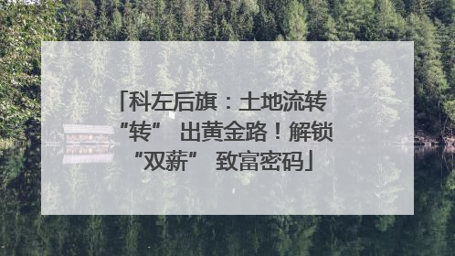科左后旗：土地流转 “转” 出黄金路！解锁 “双薪” 致富密码