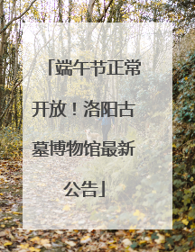 端午节正常开放！洛阳古墓博物馆最新公告