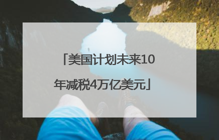 美国计划未来10年减税4万亿美元