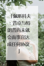 佩斯科夫：普京与特朗普尚未就会面事宜达成任何协议