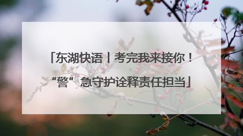 东湖快语丨考完我来接你！“警”急守护诠释责任担当