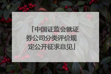 中国证监会就证券公司分类评价规定公开征求意见