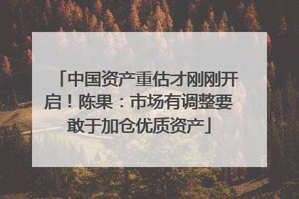 中国资产重估才刚刚开启！陈果：市场有调整要敢于加仓优质资产