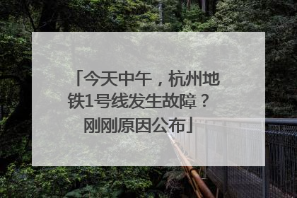 今天中午，杭州地铁1号线发生故障？刚刚原因公布