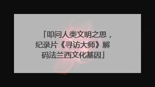 叩问人类文明之思，纪录片《寻访大师》解码法兰西文化基因