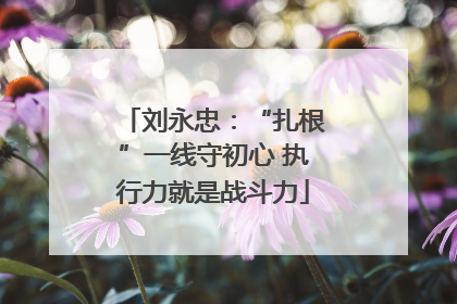 刘永忠：“扎根”一线守初心 执行力就是战斗力