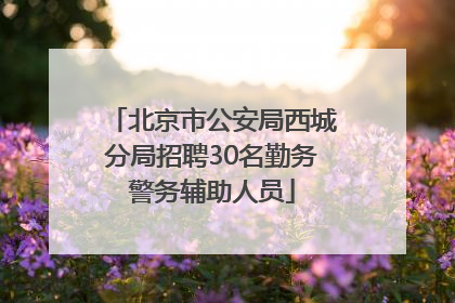 北京市公安局西城分局招聘30名勤务警务辅助人员