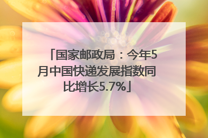 国家邮政局：今年5月中国快递发展指数同比增长5.7%