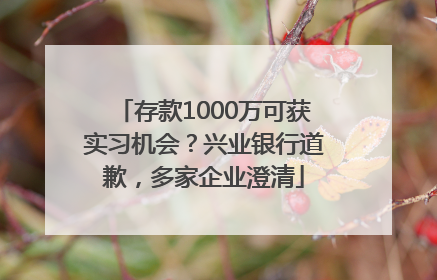 存款1000万可获实习机会？兴业银行道歉，多家企业澄清