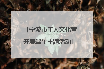 宁波市工人文化宫开展端午主题活动