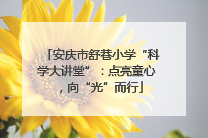 安庆市舒巷小学“科学大讲堂”：点亮童心，向“光”而行