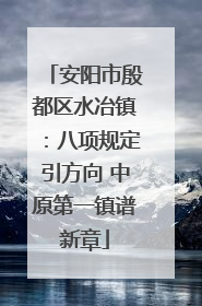 安阳市殷都区水冶镇：八项规定引方向 中原第一镇谱新章