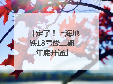 定了！上海地铁18号线二期年底开通