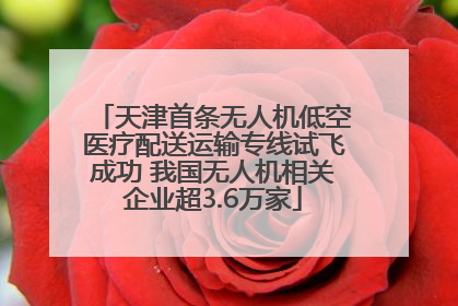 天津首条无人机低空医疗配送运输专线试飞成功 我国无人机相关企业超3.6万家