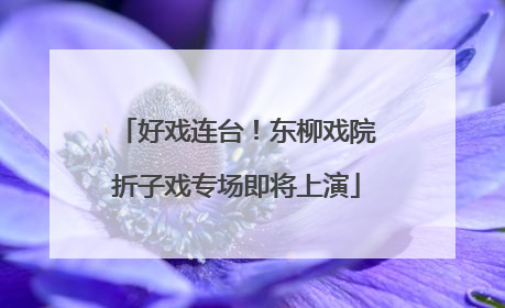 好戏连台！东柳戏院折子戏专场即将上演