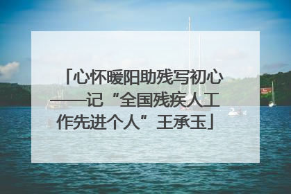 心怀暖阳助残写初心——记“全国残疾人工作先进个人”王承玉