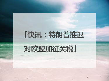 快讯：特朗普推迟对欧盟加征关税