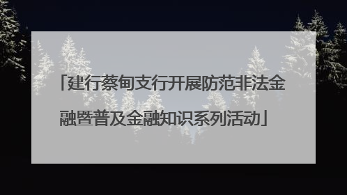 建行蔡甸支行开展防范非法金融暨普及金融知识系列活动