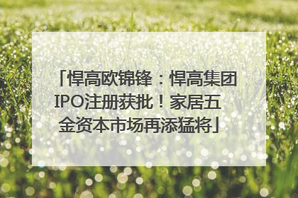 悍高欧锦锋：悍高集团IPO注册获批！家居五金资本市场再添猛将