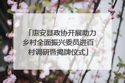 惠安县政协开展助力乡村全面振兴委员进百村调研暨揭牌仪式