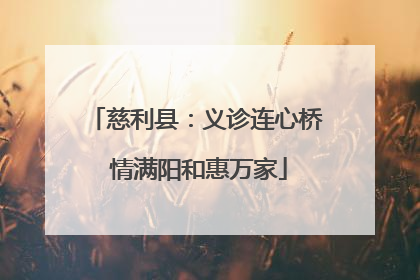 慈利县：义诊连心桥 情满阳和惠万家