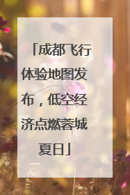 成都飞行体验地图发布，低空经济点燃蓉城夏日