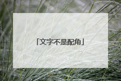 文字不是配角