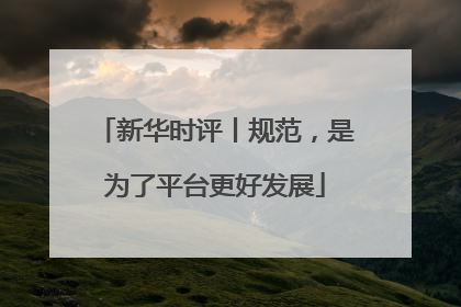 新华时评丨规范，是为了平台更好发展