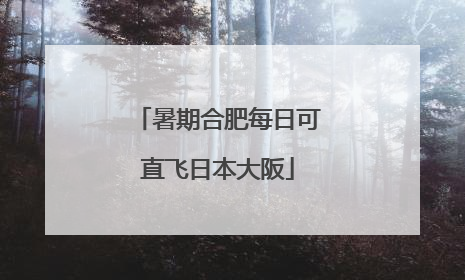 暑期合肥每日可直飞日本大阪