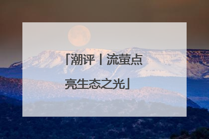 潮评丨流萤点亮生态之光