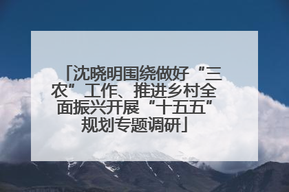 沈晓明围绕做好“三农”工作、推进乡村全面振兴开展“十五五”规划专题调研