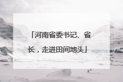 河南省委书记、省长，走进田间地头