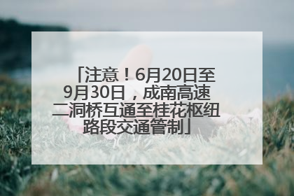 注意！6月20日至9月30日，成南高速二洞桥互通至桂花枢纽路段交通管制