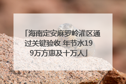 海南定安麻罗岭灌区通过关键验收 年节水199万方惠及十万人