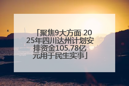 聚焦9大方面 2025年四川达州计划安排资金105.78亿元用于民生实事