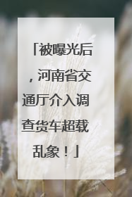 被曝光后，河南省交通厅介入调查货车超载乱象！