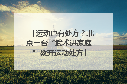 运动也有处方？北京丰台“武术进家庭”教开运动处方