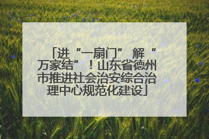 进“一扇门” 解“万家结”！山东省德州市推进社会治安综合治理中心规范化建设