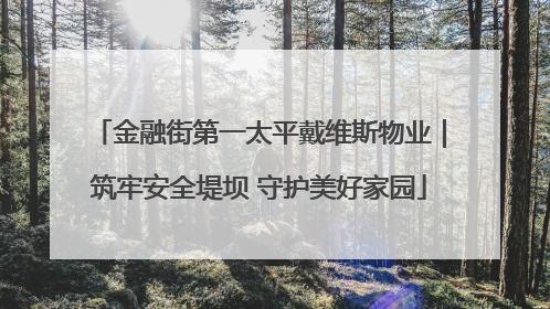 金融街第一太平戴维斯物业｜筑牢安全堤坝 守护美好家园
