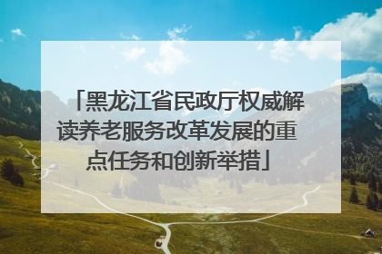 黑龙江省民政厅权威解读养老服务改革发展的重点任务和创新举措