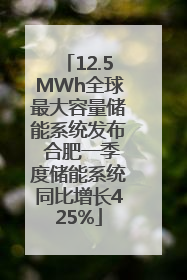 12.5MWh全球最大容量储能系统发布 合肥一季度储能系统同比增长425%