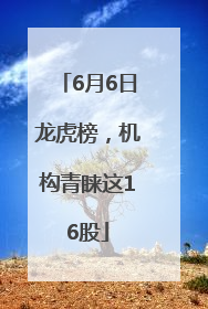 6月6日龙虎榜，机构青睐这16股